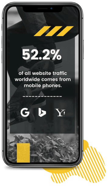 An iPhone with a mobile SEO statistic and graphic on the front.