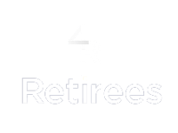 4Retirees logo in white on a transparent background.