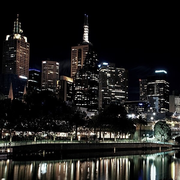 A shot of Melbourne city at night time.